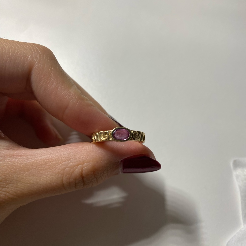VHTF Pandora 14k gold ring 585 with pink sapphire